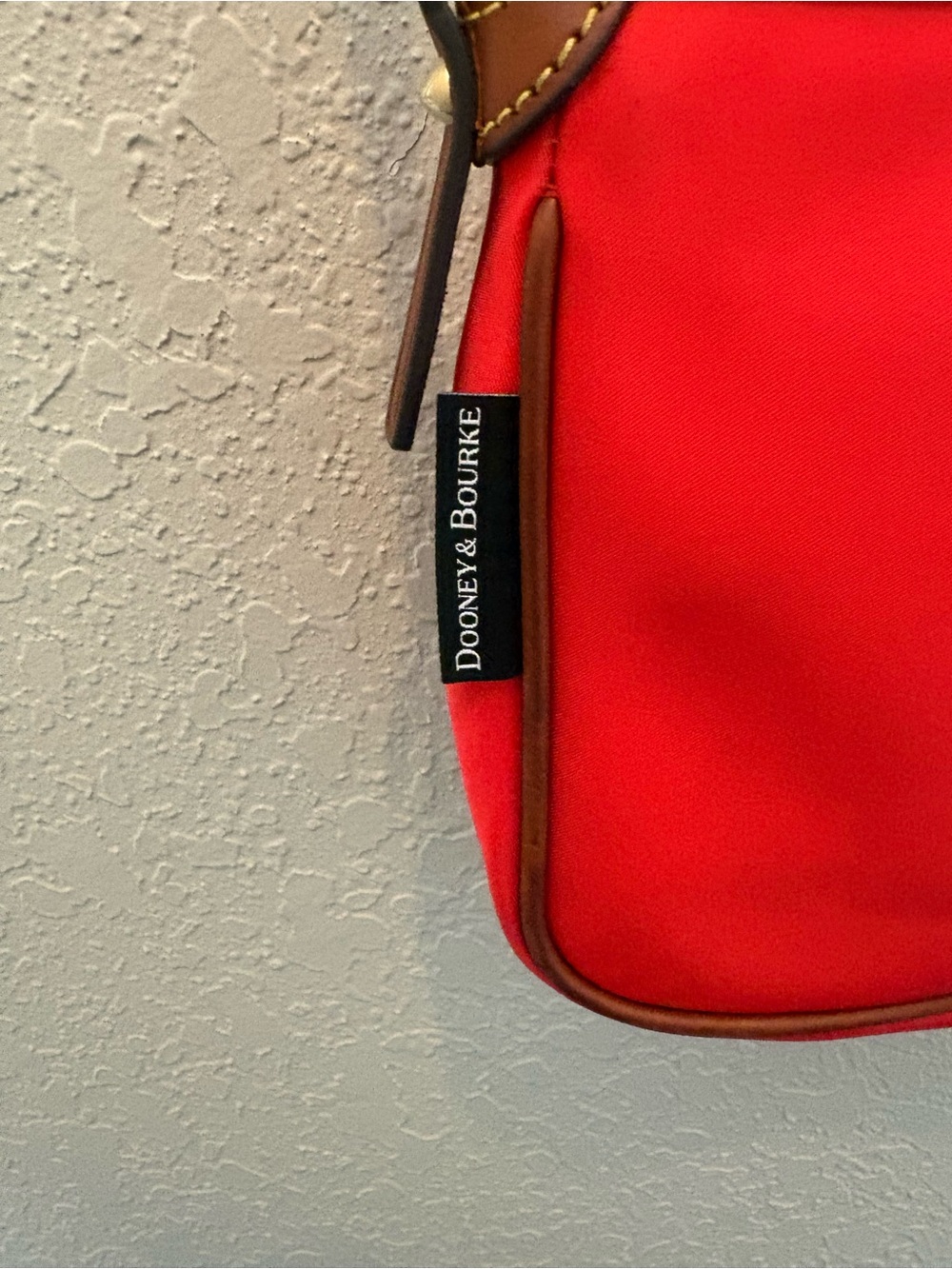 Dooney & Bourke Nylon Red Crossbody with Brown Leather Trim Adjustable Straps - Picture 6 of 15